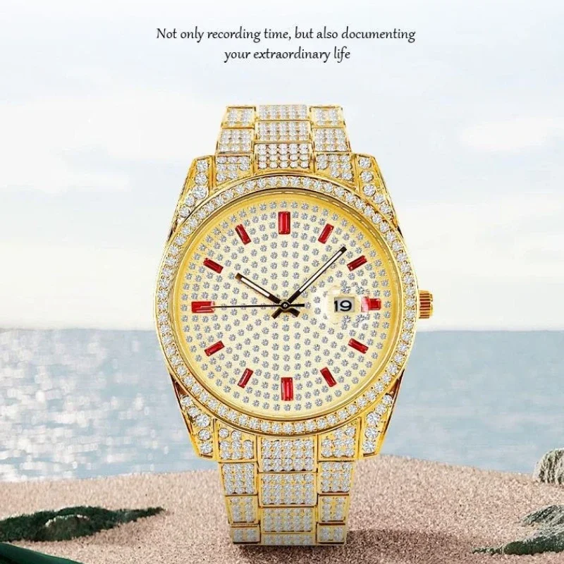 Luxuriöse, hochwertige, luxuriöse, modische High-End-Diamant-Quarzuhr, Business-Uhr für Männer und Frauen zum Zusammenhalten