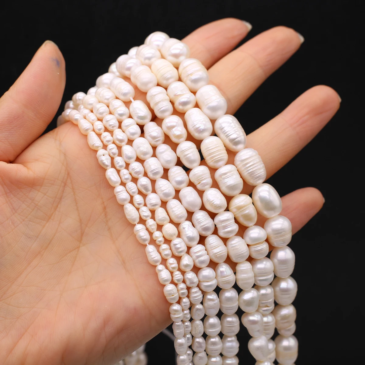 

White Multi-Size Rice Pearls Natural Freshwater Pearls Loose Spacer Beads for Jewelry Making DIY Necklace Bracelet Accessories