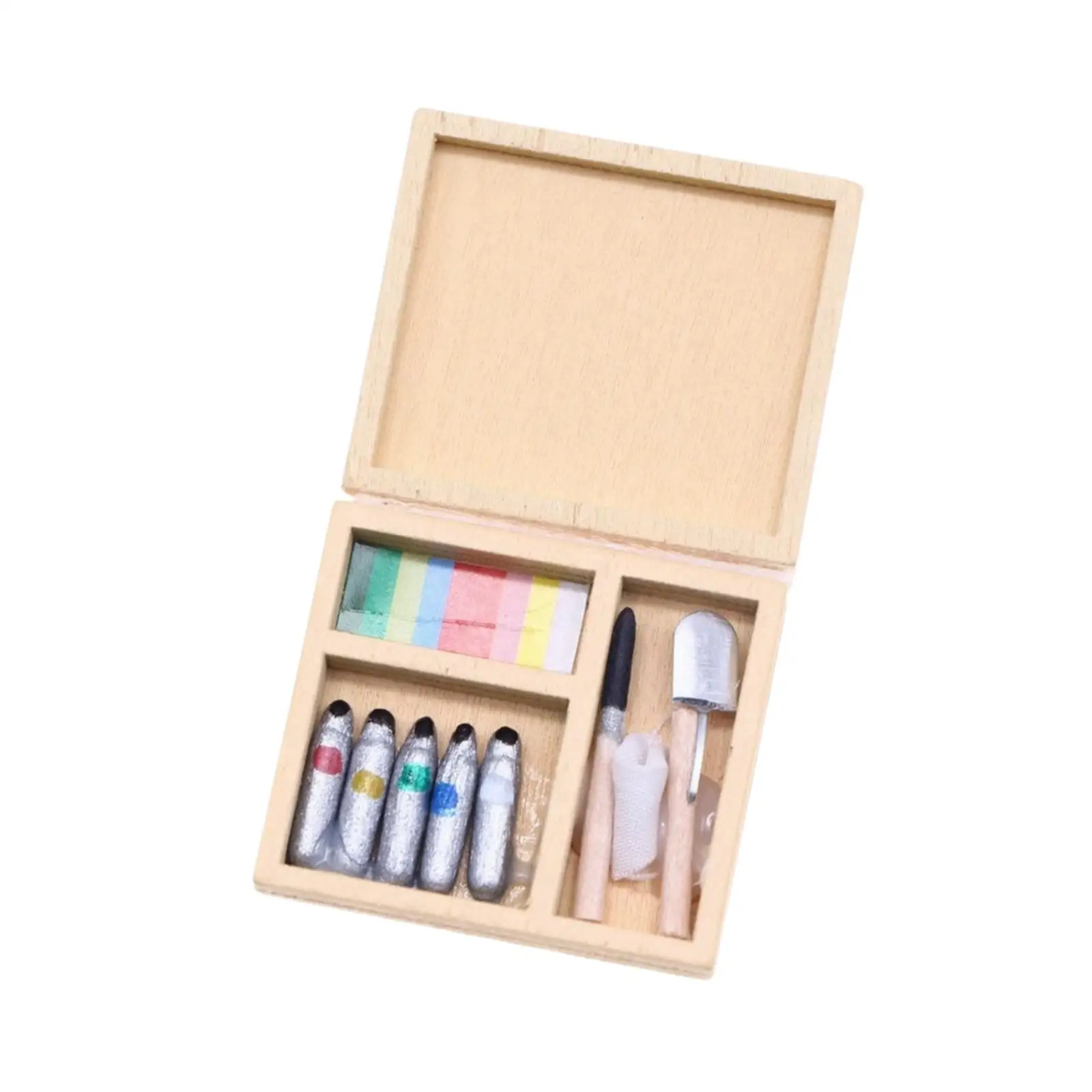 Decorative Miniature Wooden Paint Box | Organized Interior Compartments, Recessed Lid Design, Miniature Paint Box with Paint