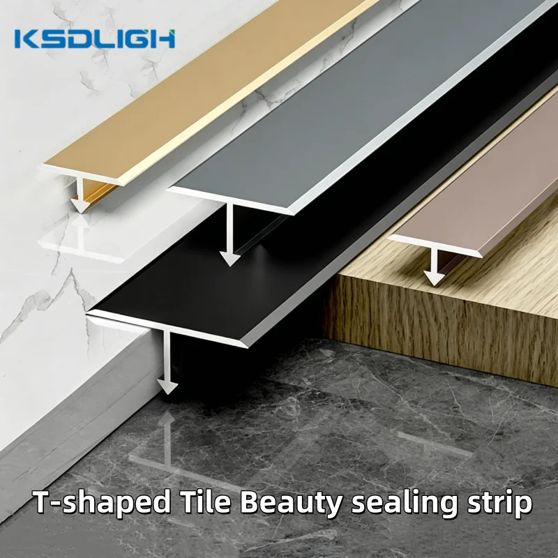 Aluminum T Molding Edge Bending Led Profile Door Wall Panel Ceiling Background Decor Strips Floor Gaps Transition Sealing Strip