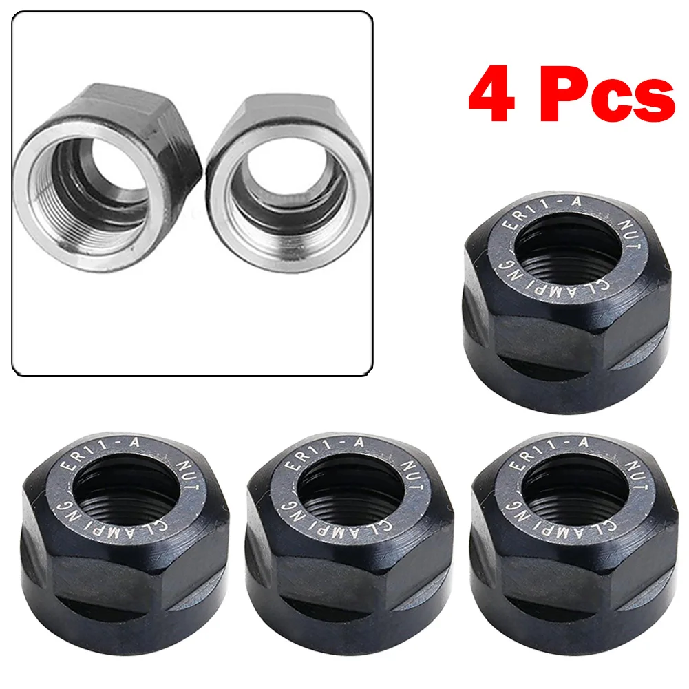 4pcs For ER11 A Nuts for For ER Collet Mills High Quality and Long Lasting (MatFor ERial Grade 1 40CR steel Quantity 4pcs)