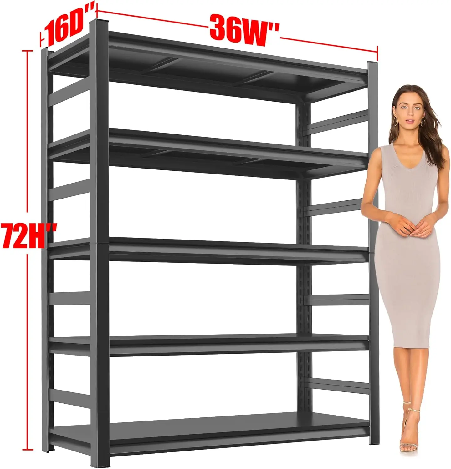 Metal Garage Shelving Unit, Heavy Duty 5-Tier Adjustable Storage Rack, Steel Shelving, 3000 Lbs Capacity, Industrial Shelves