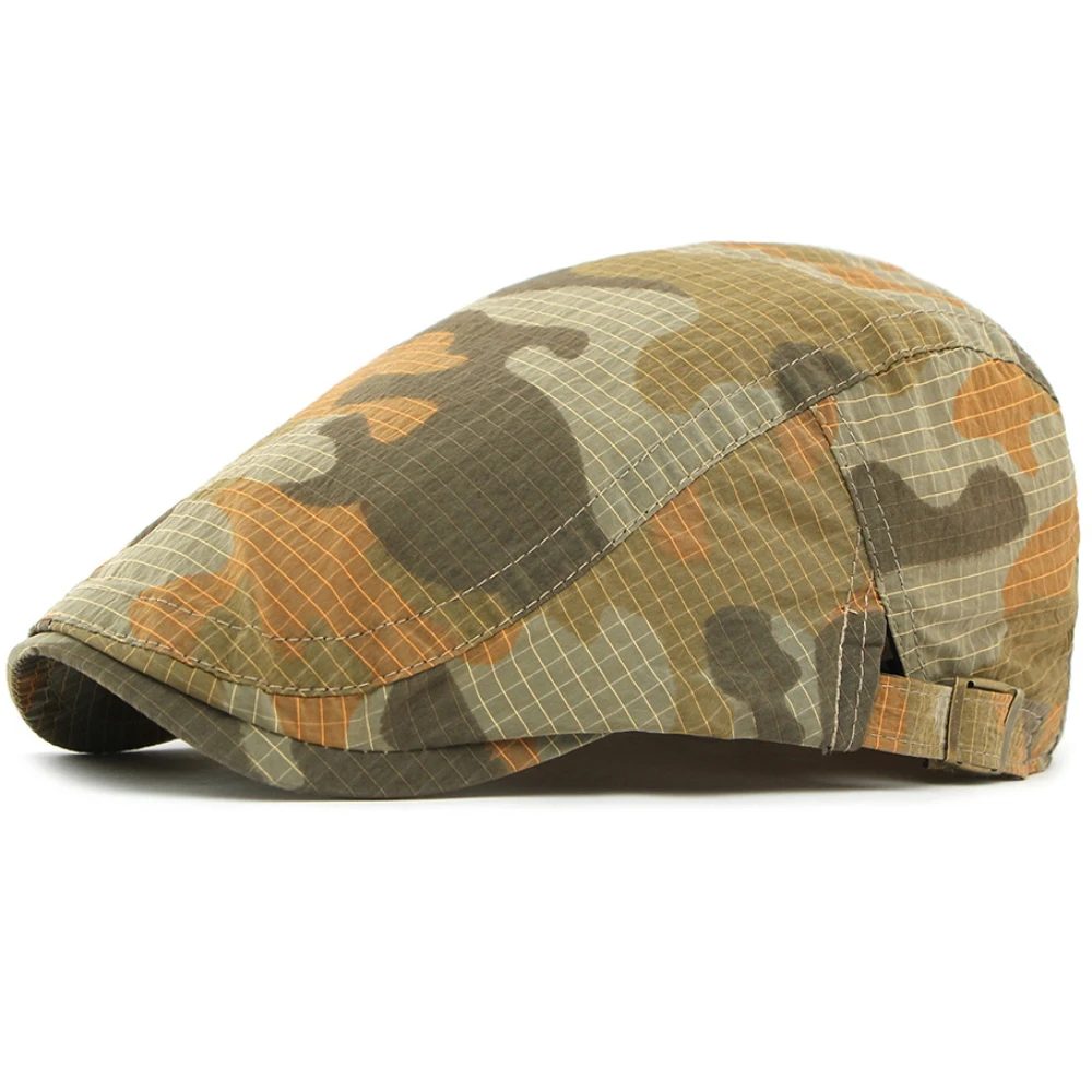 

HT4836 Mens Berets Women Spring Summer Cap Sun Hat Camouflage Artist Painter Beret Hat Male Female Flat Cap Adjustable Beret Cap