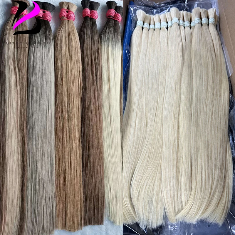 Cabello humano vietnamita sin trama, 613, 100%, virgen, Remy, liso, a granel, 12-30 pulgadas, 99j, extensión de cabello Natural Real, gris