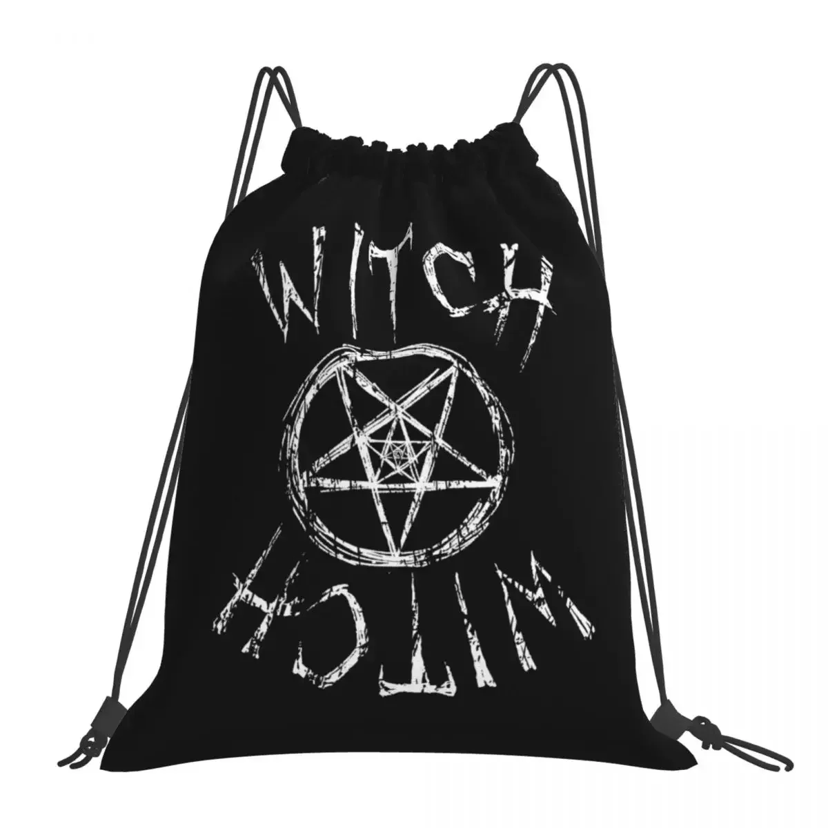 Distressed Witch In White Backpacks Casual Drawstring Bags Drawstring Bundle Pocket Sports Bag Book Bags For Man Woman Students