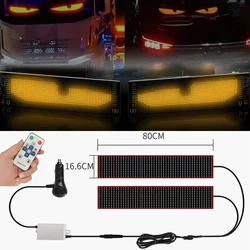 2 in 1 Truck Car Devil Eye LED Pixel Panel Light Remote Control Soft Foldable Lighting Scrolling For Board Windshield 12V 24V