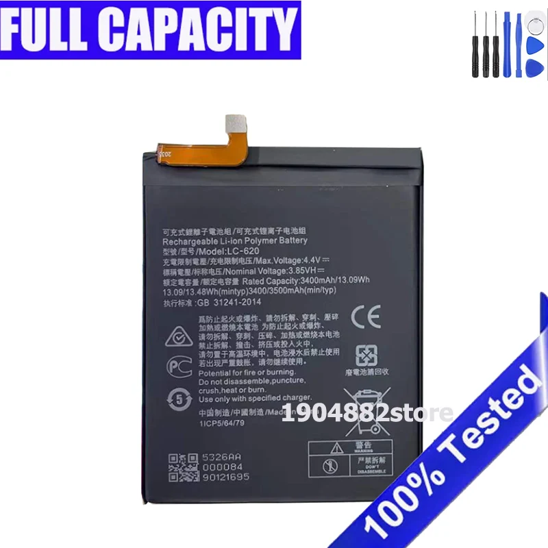 

Полная емкость LC-620 LC620 3500 мАч Аккумулятор для Nokia 6.2 7.2 TA-1198 TA-1200 TA-1196 Аккумуляторная батарея