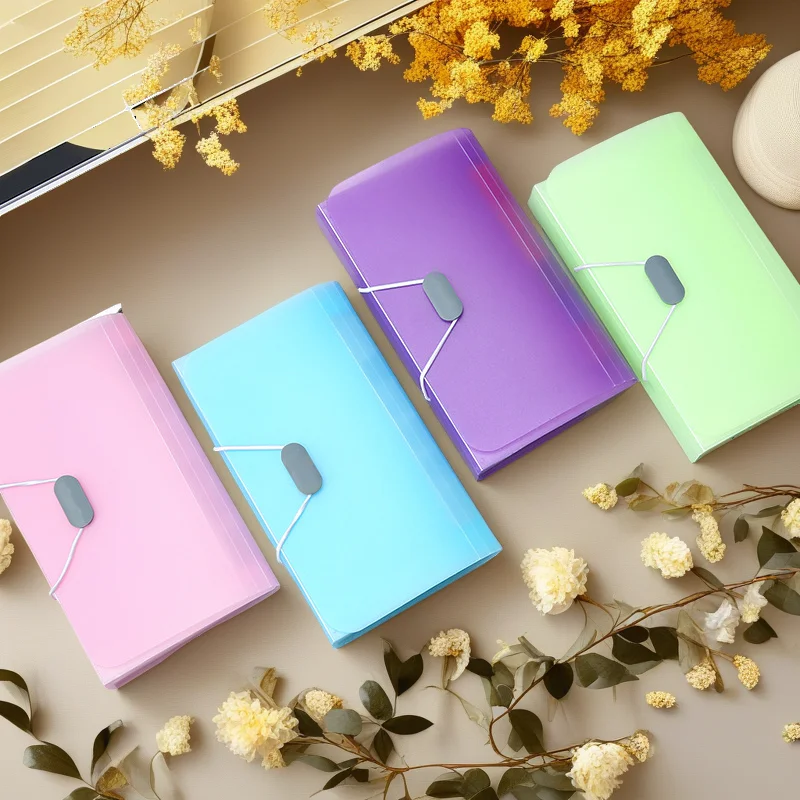 13 Grid Candy Color A6 Mini Organ Bag Office Supply File Storage Ticket Folder Transparent Folder