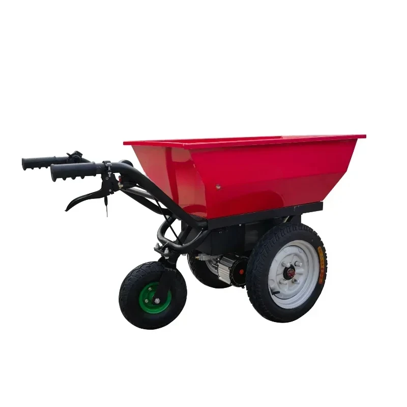 lt Electric Trolley Lorry Double-Wheel Agricultural Electric Hand Push Trolley Small Orchard Elevator Material Truck