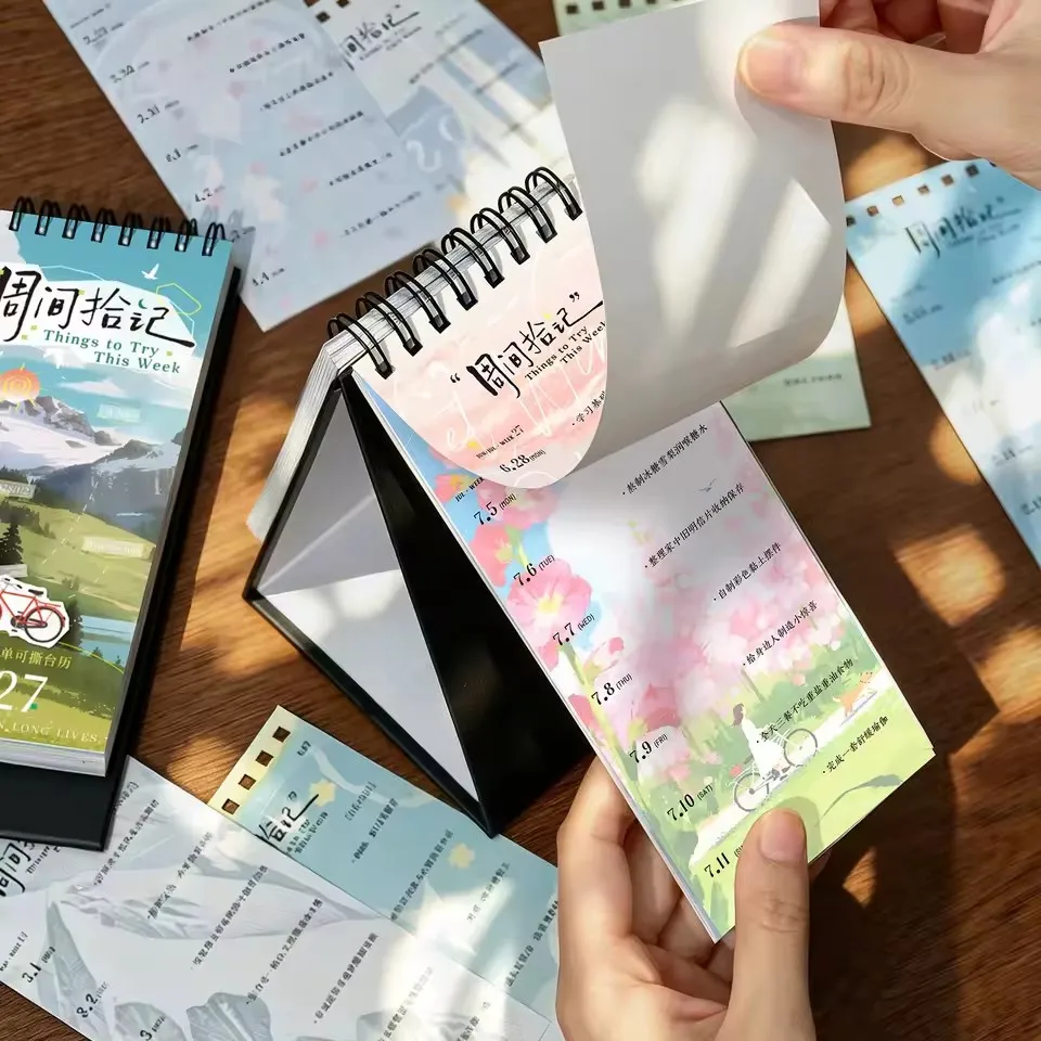2027 New Tear-Off Desk Calendar Life, Experience Checklist Weekly Diary Inspirational Simple Multifunctional Desk Calendar Gifts