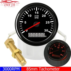 3000RPM Meter Tachometer 85MM Petrol Diesel Engine Tacho Gauge With LCD Hourmeter For Tacho Sensor M16 M18 Marine Boat custom