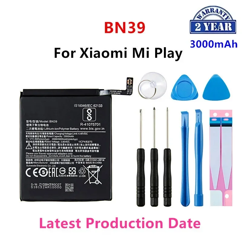 

Brand New BN39 3000mAh Battery For Xiaomi Mi Play BN39 High Quality Phone Replacement Batteries +Tools