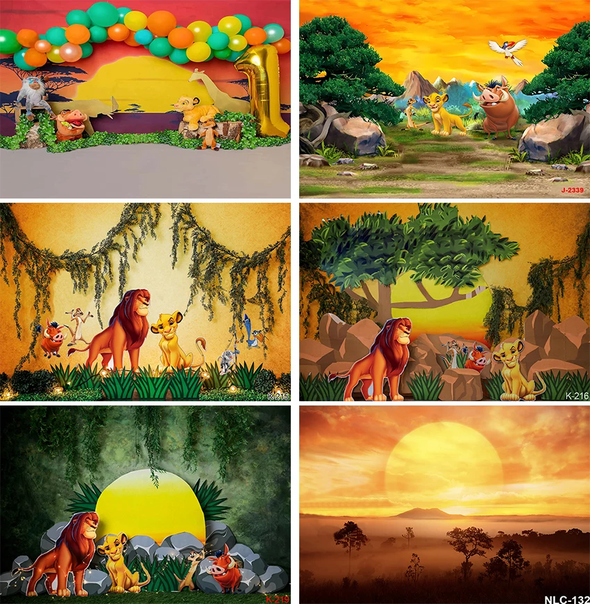 

Disney Photo Studio Background The Lion King Sunset Baby Fairy Birthday Party Tropical Banner Backdrop Photography Decoration