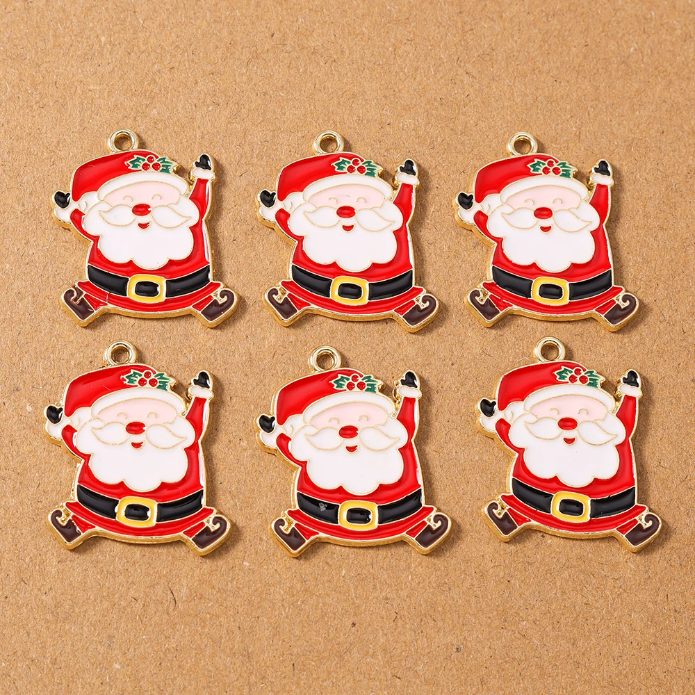 

10pcs Cute Enamel Christmas Santa Claus Charms Pendants for Jewelry Making Necklace Earrings Bracelet DIY Accessories Supplies
