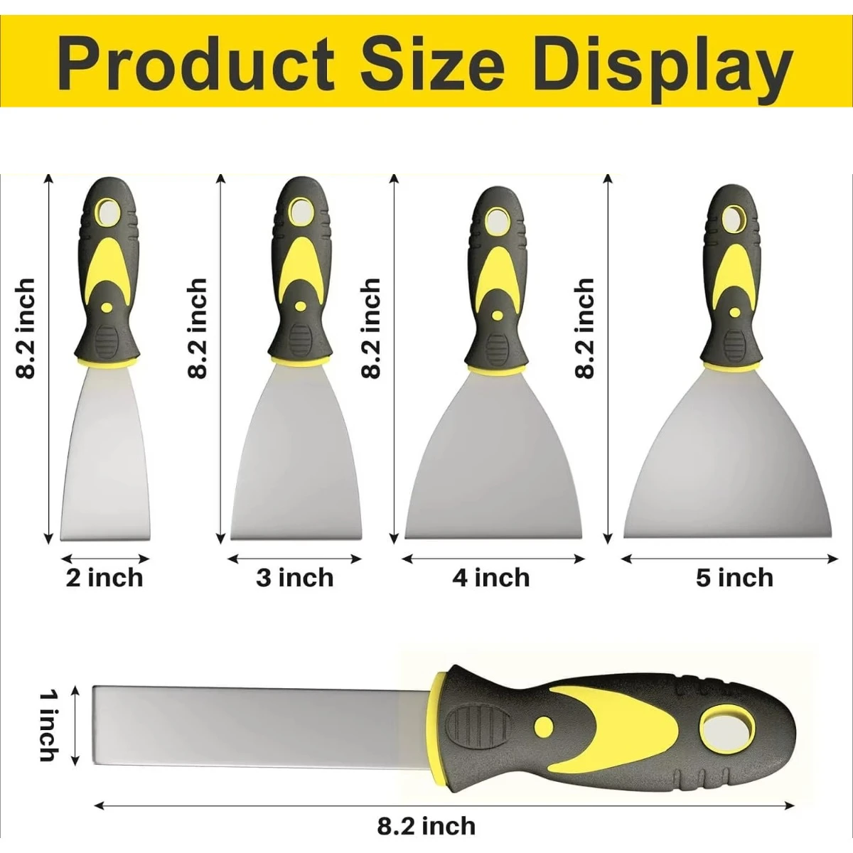 1/5Pcs Putty Knife Rust‑Resistant Spackle Paint Scraper Tools for Drywall Repair, Wallpaper Mud and Plaster Removing Work