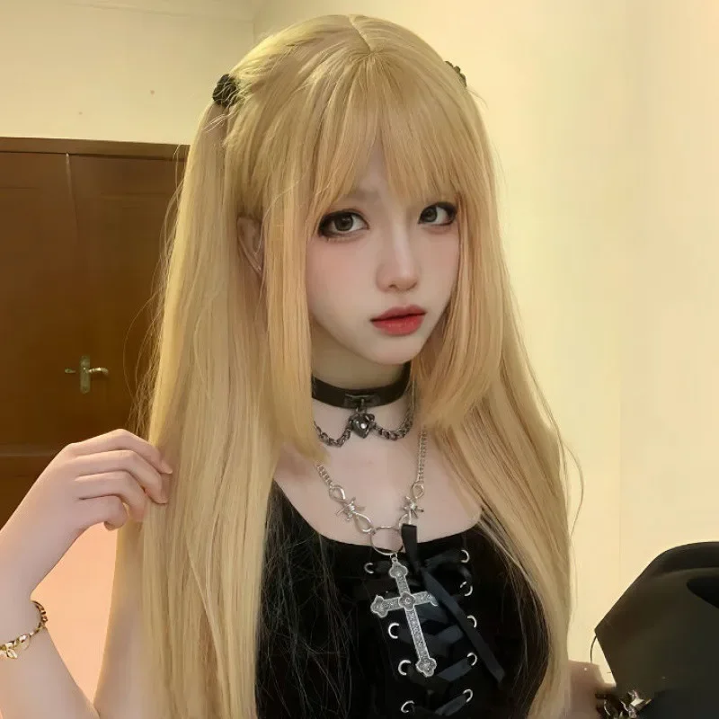 qwerrtyuio. 123456 Cosplay Cu6 Peluca de anime Color oro blanco nota de muerte larga Misa Amane Cos personalidad Ji pelo Prasdffghjk 987764