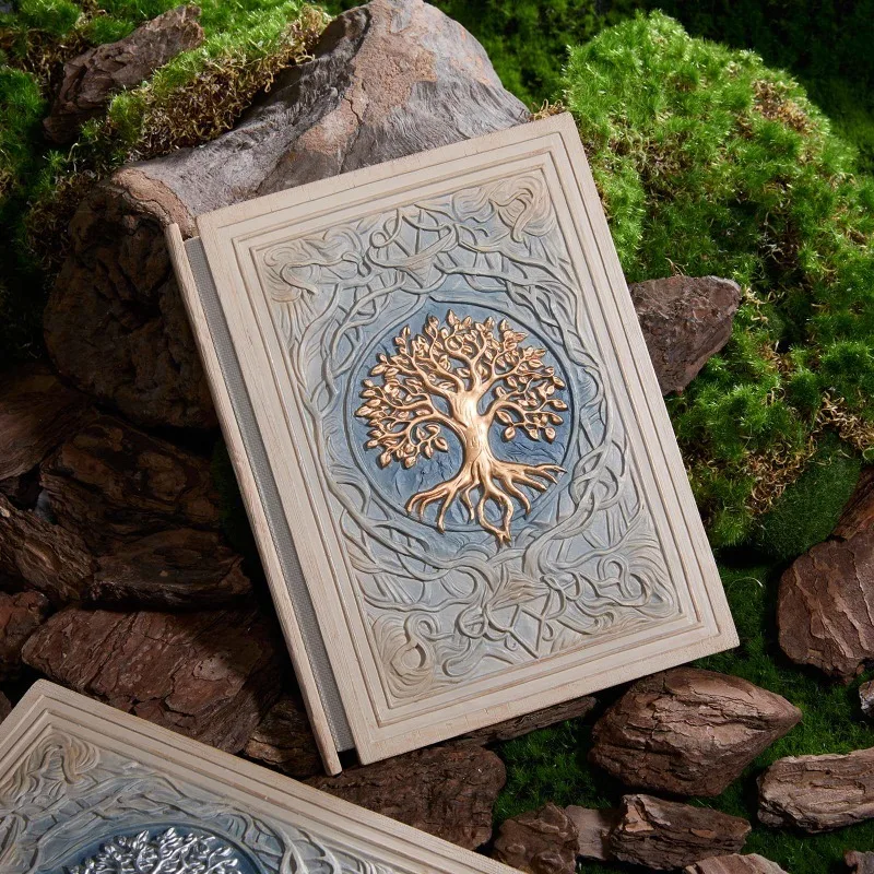 Tree of Life 3D Embossed Notebook – Wood Cover Vintage Journal High-End Diary Sketchbook Gift