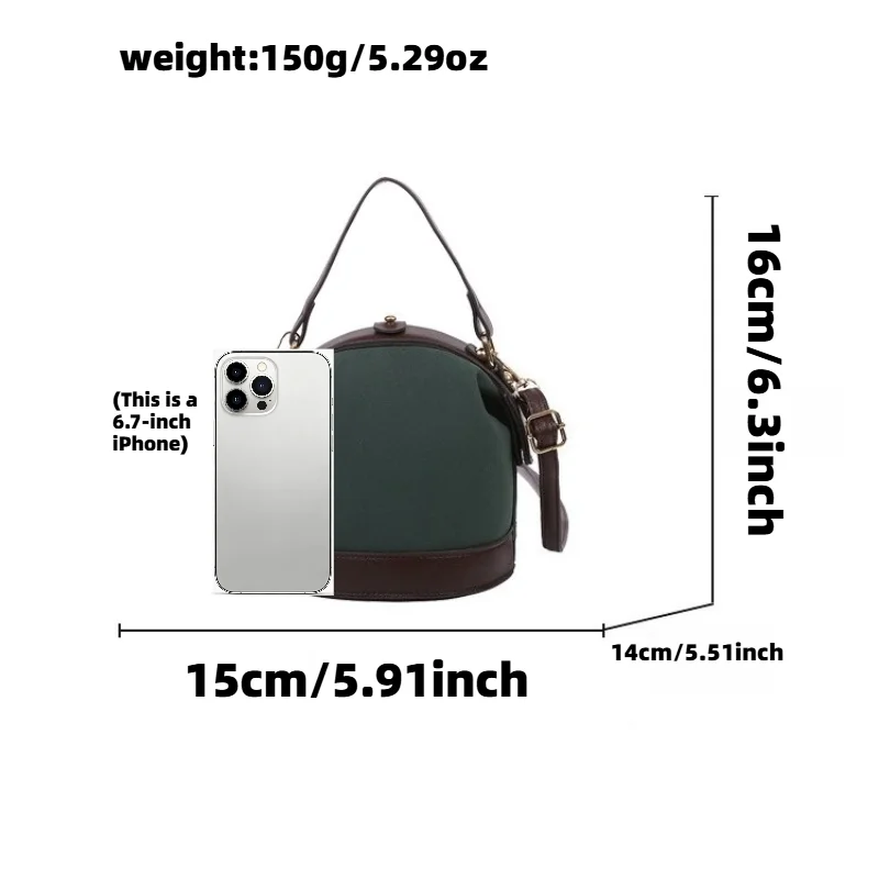 Color Block Vintage Doctor Bag for Women, Handbag, Simple Crossbody Shoulder Bag for Daily Commute