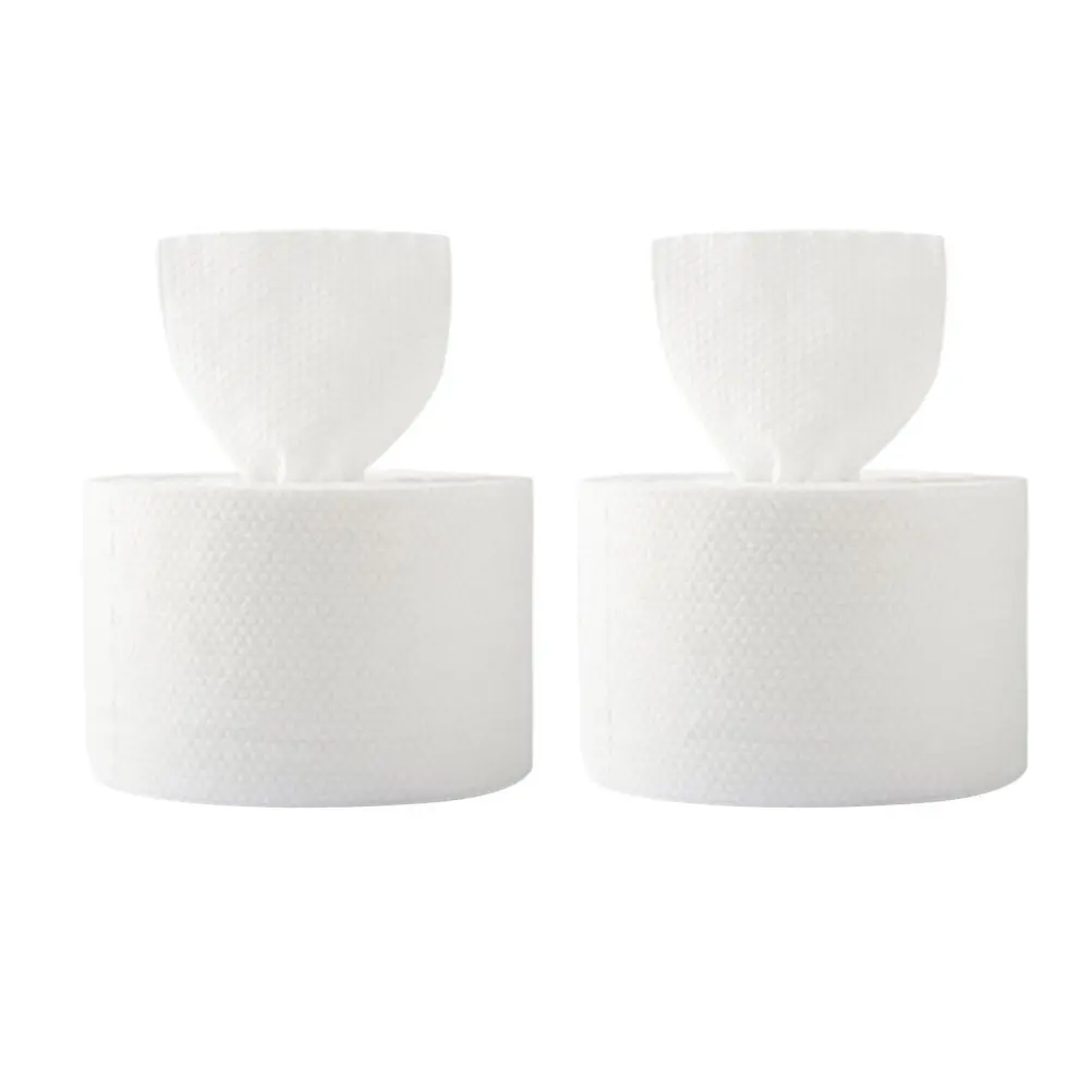 2 Rolls Per Roll Cotton Facial Towelettes Skin-Friendly Hypoallergenic Dry Wet Dual-Use Cleansing Wipes for Makeup