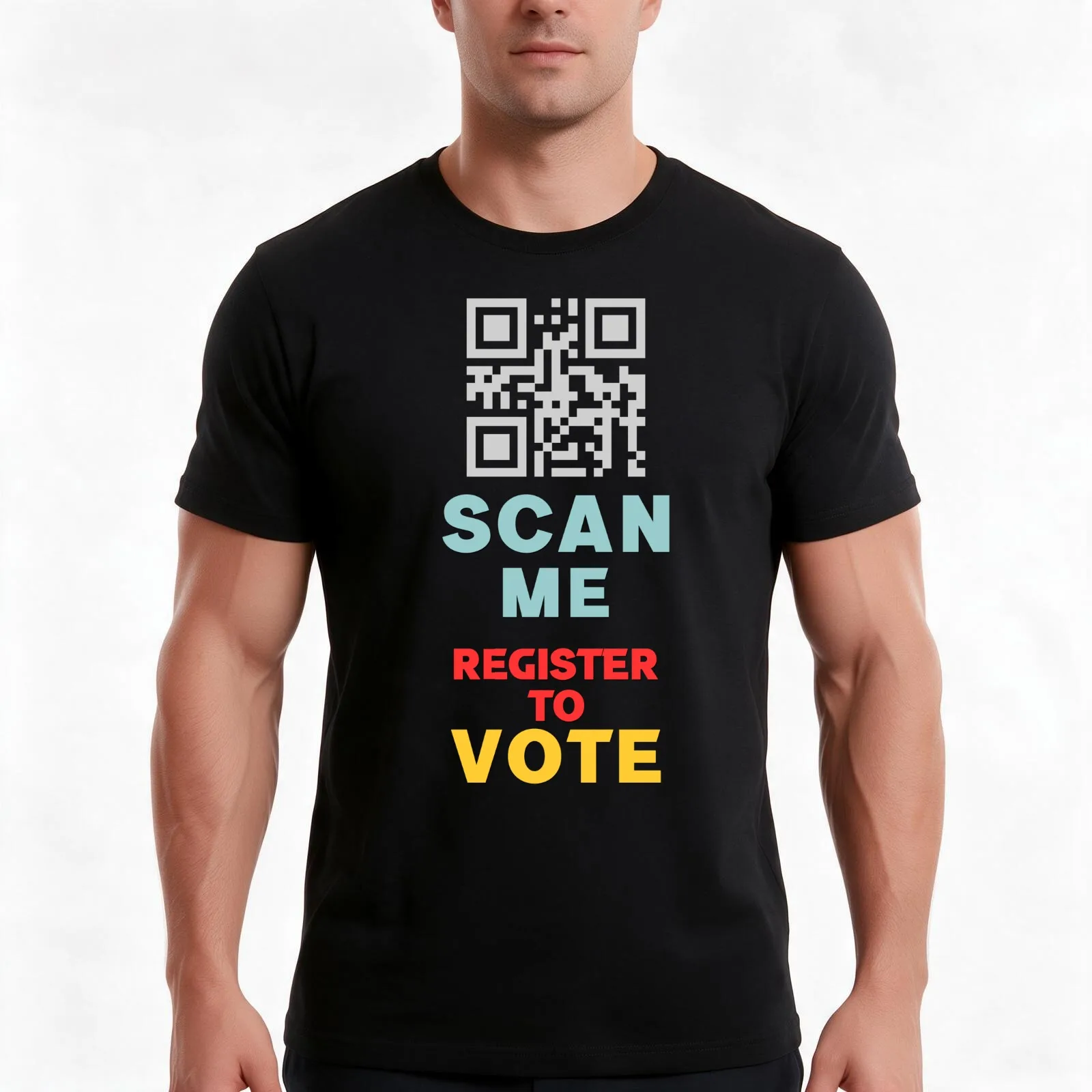 Scan Me Register To Vote - Cool QR Code Scanner Design Gift Ideas T-Shirt, Summer Casual Cotton Tee, Oversized Streetwear Tops