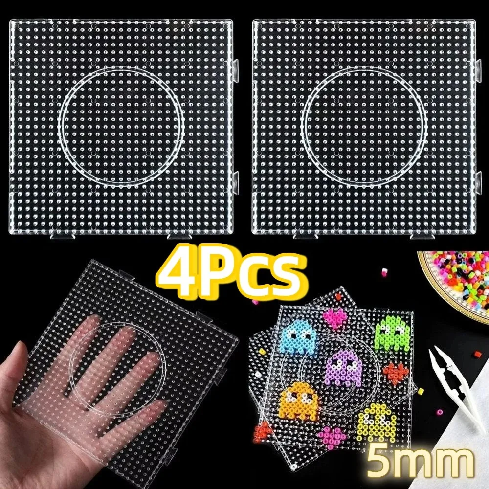 4 Stück 5mm Perlen-Schmelzplatten DIY Kreative Hama-Perlen-Platten Wiederverwendbare Hitzebeständige Perler-Perlen-Platten Bastelbedarf
