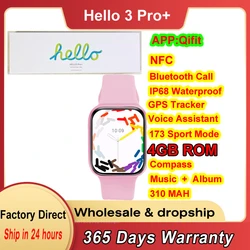 4 GB ROM Hello 3 Pro + Smart Watch OS10 Bluetooth Call Series Music Record Compass GPS NFC hello 3 Pro Plus Smartwatch Album