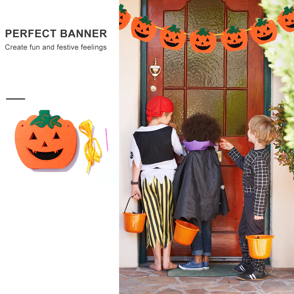 

1 pc Halloween Pumpkin Banner Orange Felt Cloth Decor Halloween Party Supplies Ghost Festival Ktv Bar Wall Garden Door Hanging