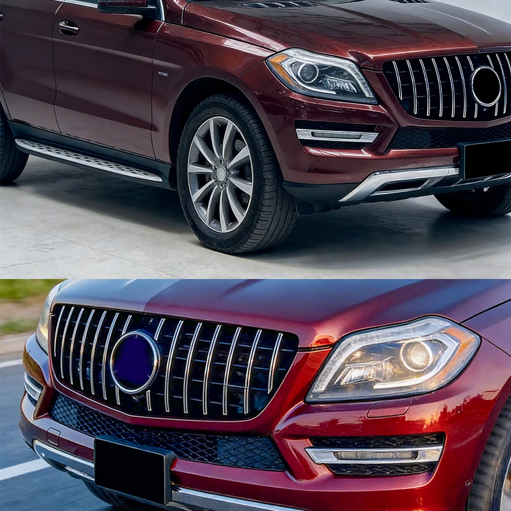

For 2013-2015 Mercedes Benz GL350 GL450 GL550 GL63 X166 AMG Style Front Bumper Grille Matte Black ABS Plastic Car Accessories
