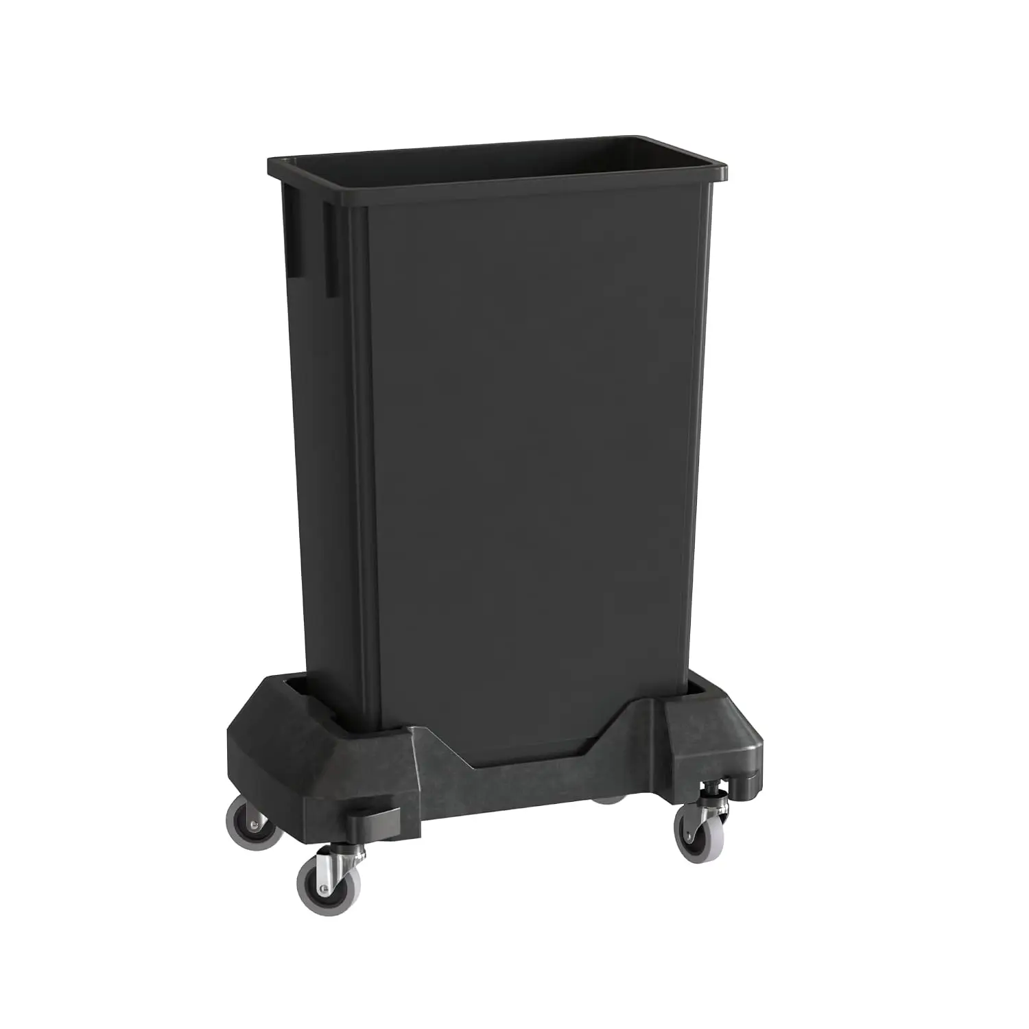 Slim Rolling Trash Can, Heavy Duty Wheeled Waste Bin With Dolly For Kitchen Commercial Office Garage, Space Saving Tall Garbage Container Rubbish Bucket, Modern Minimalist Design, Black, 1 Pack