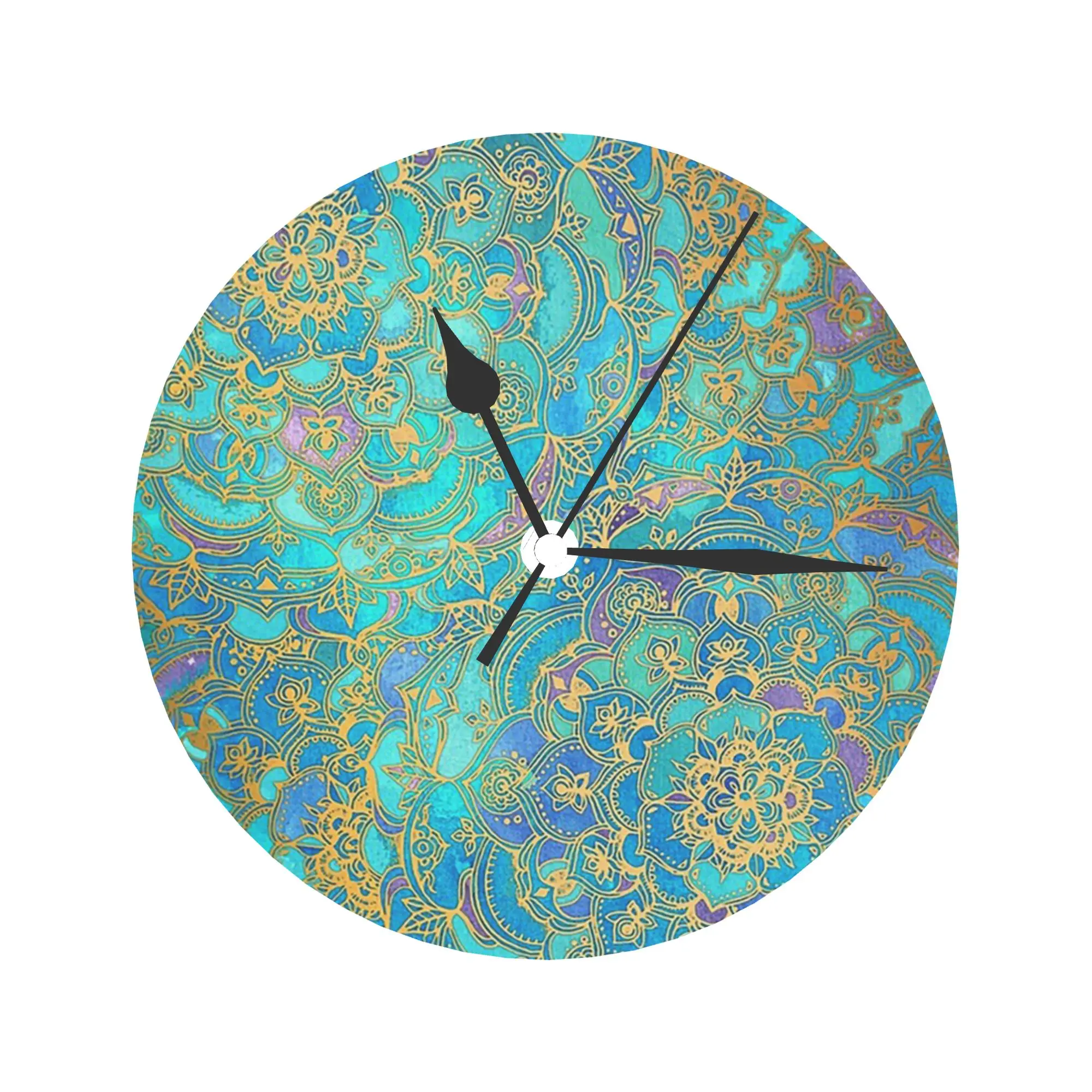 

Сапфир и нефрит, витражи, мандали, настенные часы, украшение комнаты, бесшумные круглые часы для спальни, гостиной, кухни, дома