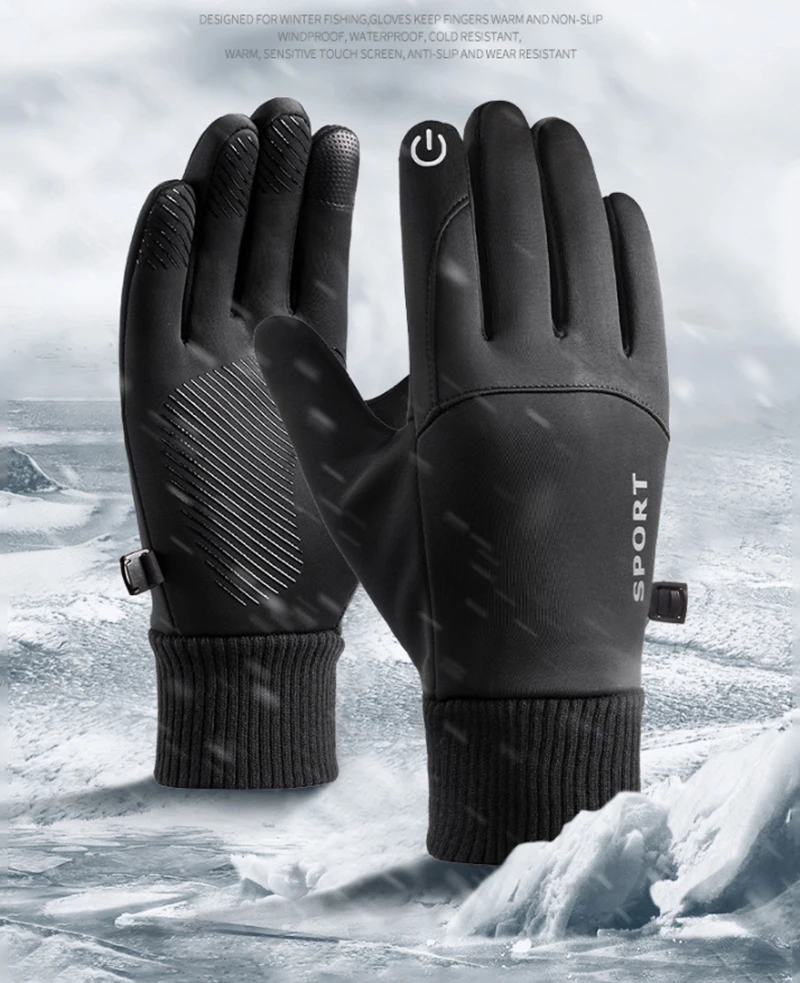

Touch Screen Waterproof Thermal Sport Gloves,Featuring a Non-Slip Grip,Windproof Properties,And Warmth for Cycling & Hiking.