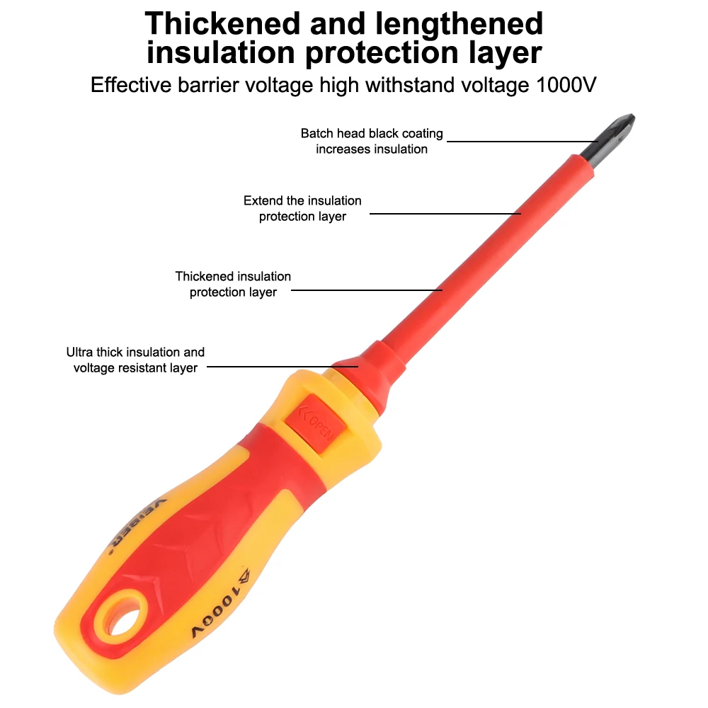 فيليبس مشقوق بت مفك مغناطيسي 13 قطعة مفك مجموعة متعددة الوظائف معزول للكهربائي أدوات يدوية 1000 فولت #3