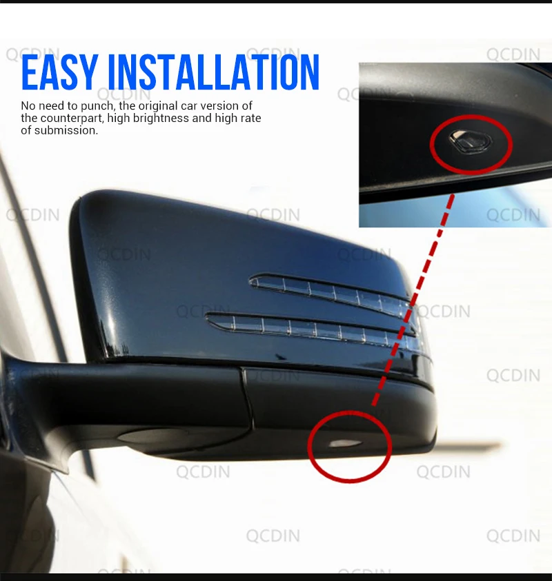 For Mercedes-Benz GLK X204  2012 -- 2013 2 PCS LED Carpet Lamp Welcome Light Rear View Mirror Projector Glass Film