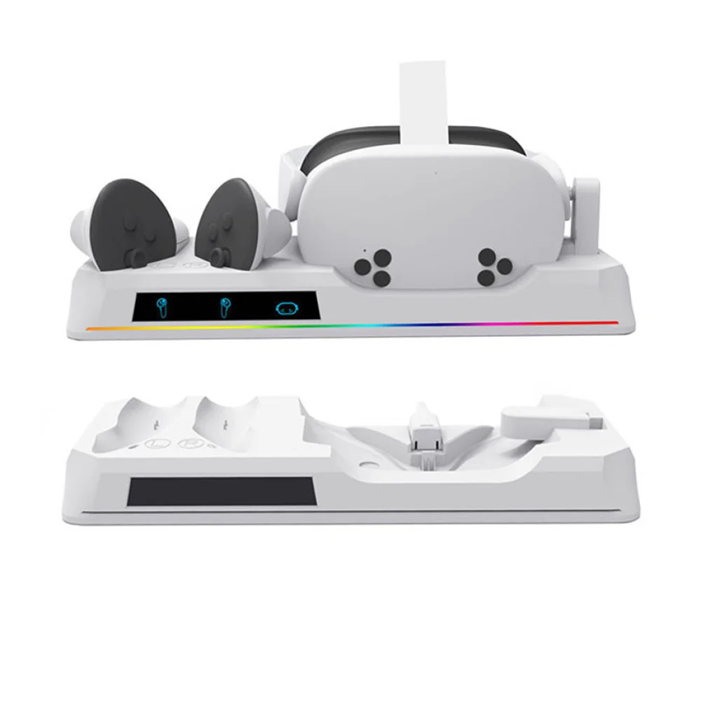 VR Handle Charging Storage Stand VR Glasses Charger Dock with Colorful Lights for Meta Quest 3S VR Accessories