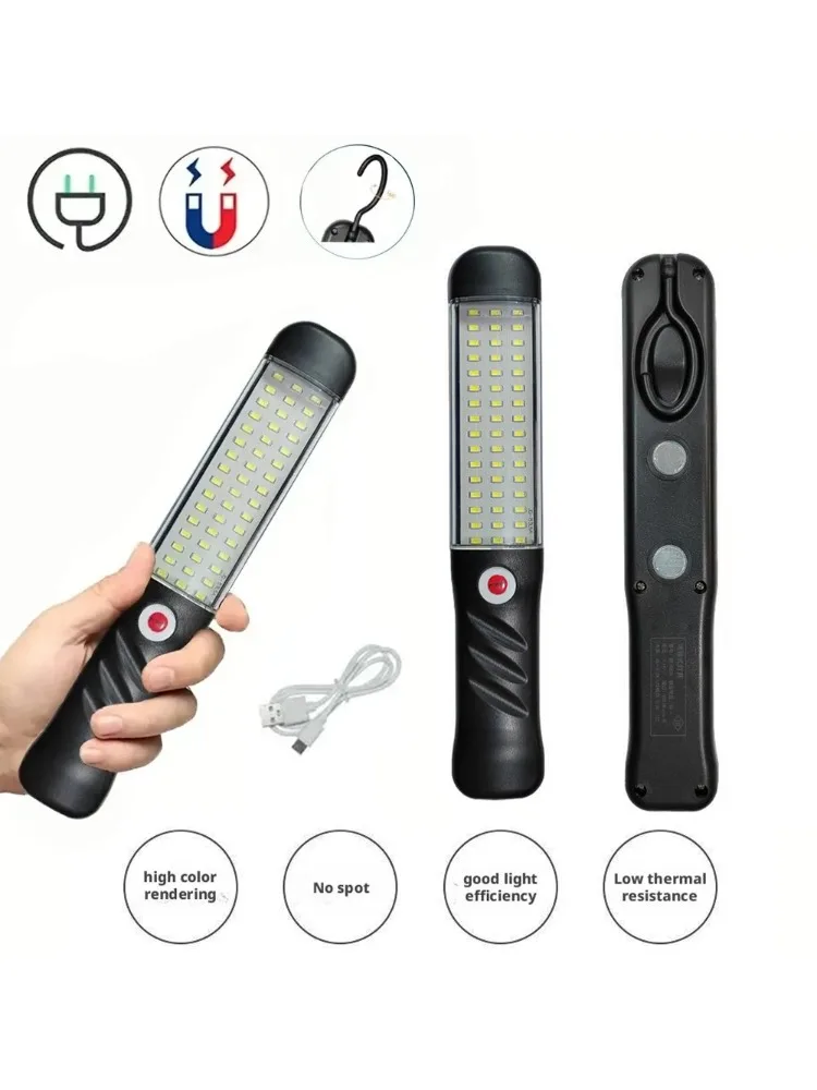 Lampe de travail magnétique Portable pour réparation automobile, lampe de poche LED Rechargeable par USB avec crochet magnétique pour réparation de voiture, urgences de pêche