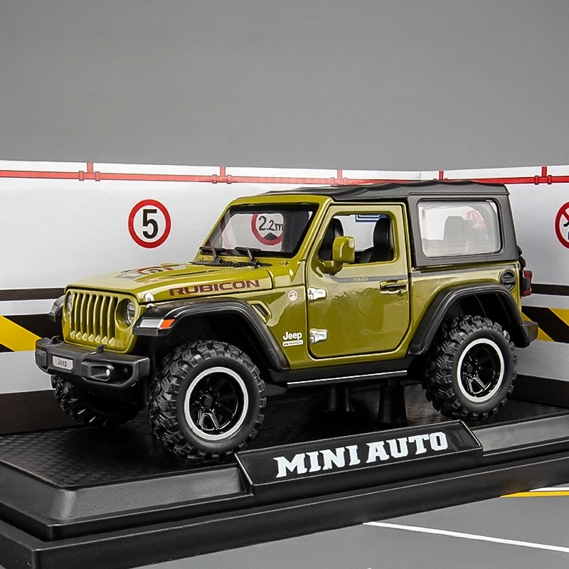 

1:32 Jeeps Wrangler Rubicon 1941, модель автомобиля из сплава, металлические литые автомобили со звуком, светом, автомобиль с откатным механизмом, игрушки для детей, подарок