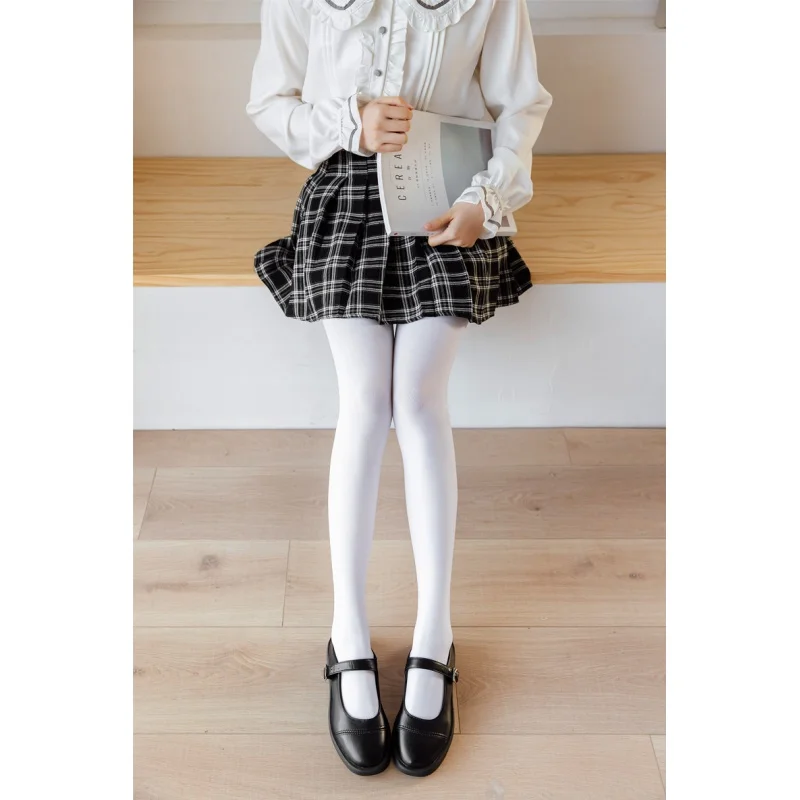 Medias largas por encima de la rodilla de terciopelo 120d, estilo japonés, alargadas, 80cm de altura, 190cos, madre falsa, blanco y negro