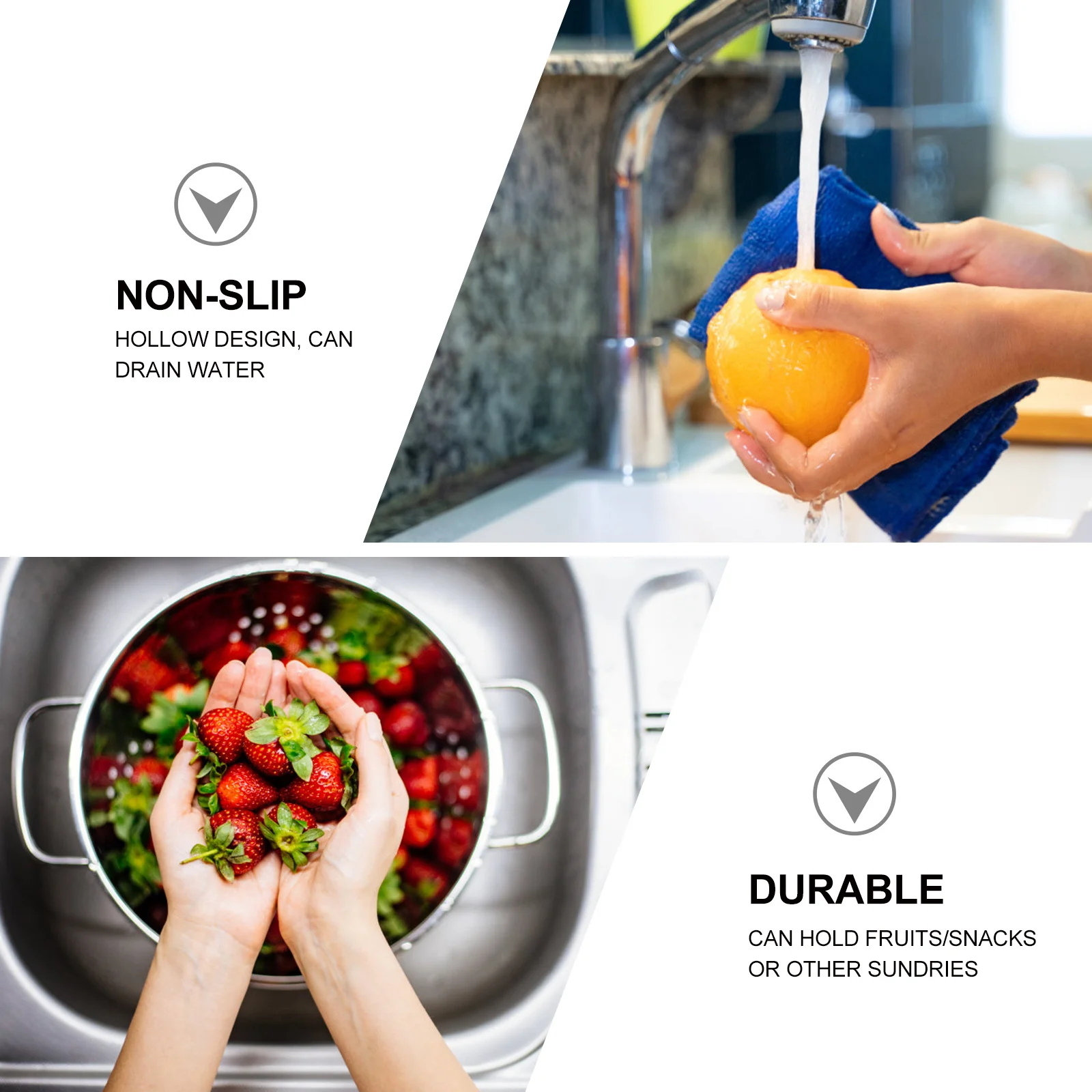 

Metal Fruit Basket Hollow Design Kitchen Storage Snack Candy Vegetable Drain Holder Desktop Organizer