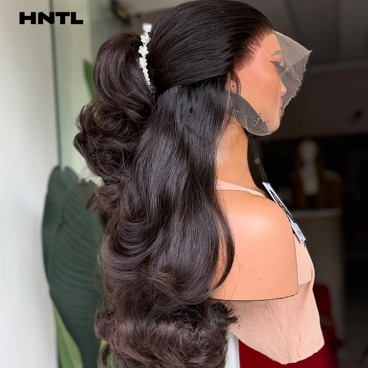 13x6 13x4 HD Swiss Lace Frontal Drawstring Glue-Free Wigs for Woman Ready to Wear Human Hair Black Bouncy Wave Wig Pre Plucked