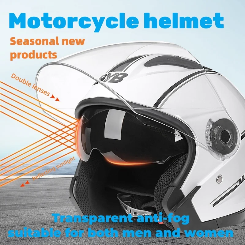 Men's and Women's Stylish Full-Face Motorcycle Helmets, Personalized Dual-Lens Flip Helmets, Off-Road Racing Riding Accessories