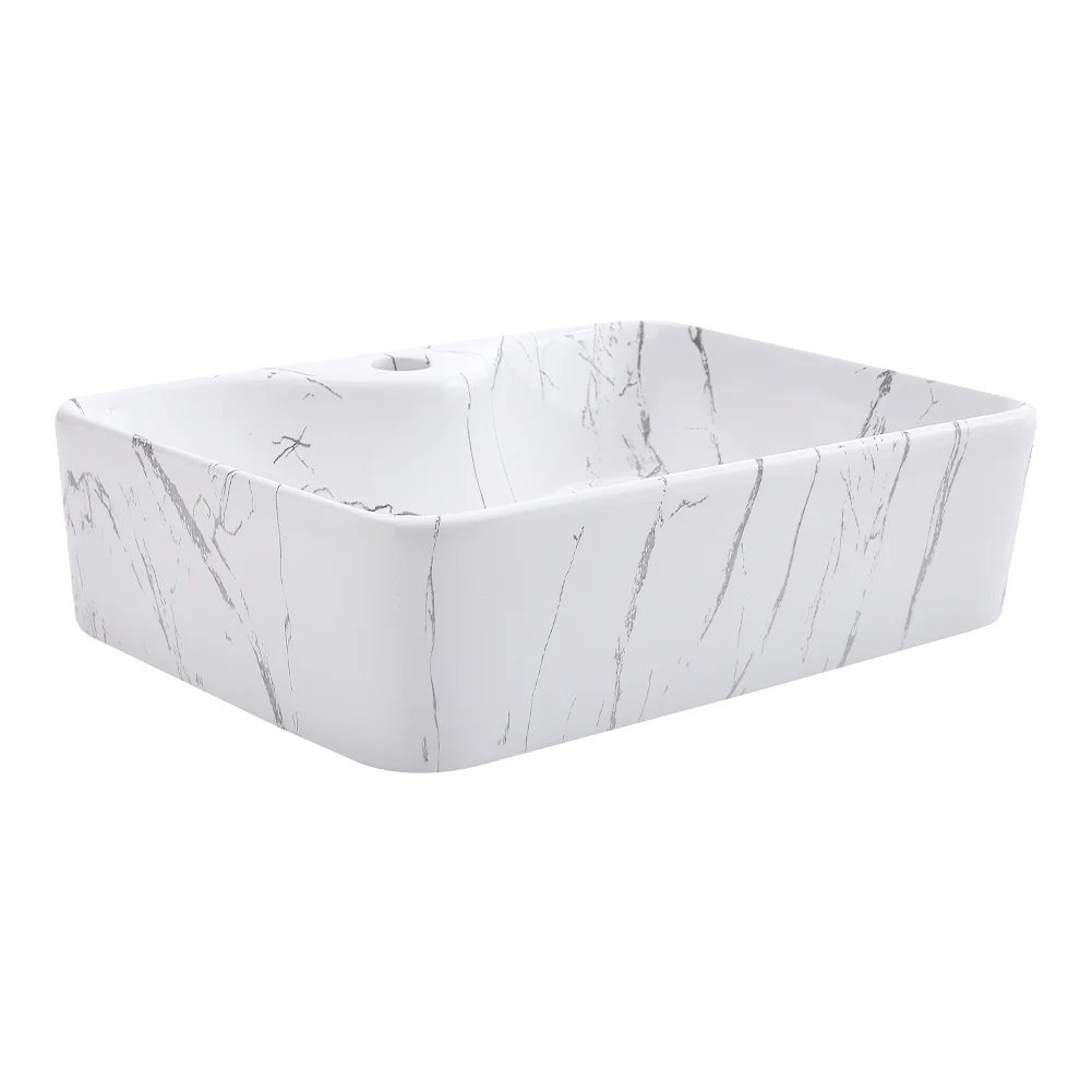 Prostokątny marmurowy zlew ceramiczny