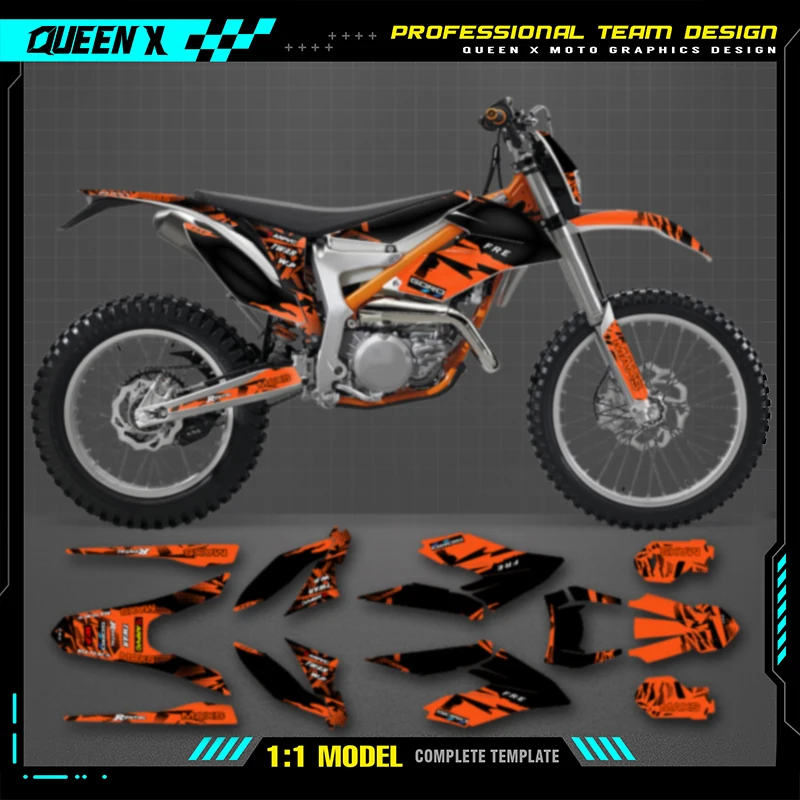 

QUEEN X MOTO мотоциклетная графика фоновая наклейка набор наклеек для KTM Freeride 2012-2017 2018-2021 номер имя на заказ
