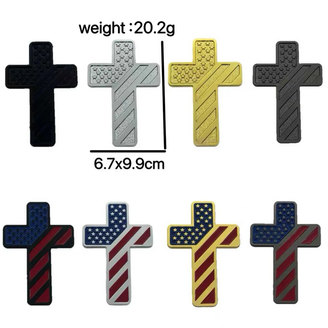 3D Metal Cross Car Sticker Decal Scratch Cover Chrome Emblem Badge for Auto Decor
