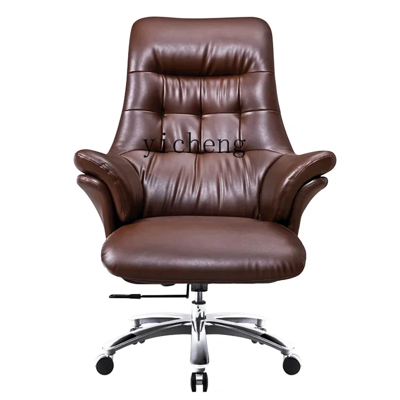 

leather boss chair business office swivel chair simple and comfortable home desk computer cowhide class chair