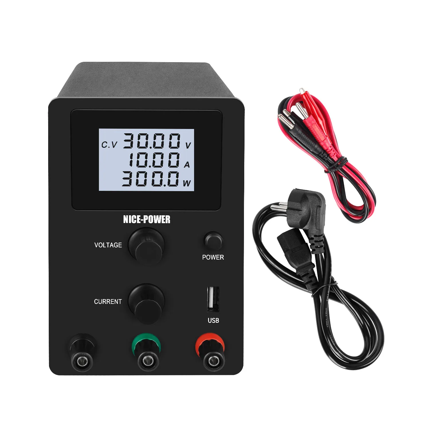 

NICE-POWER Adjustable 30V 10A USB LCD Digital Lab DC Power Supply Bench Source DIY Stabilized Current 110/220V Voltage Regulator