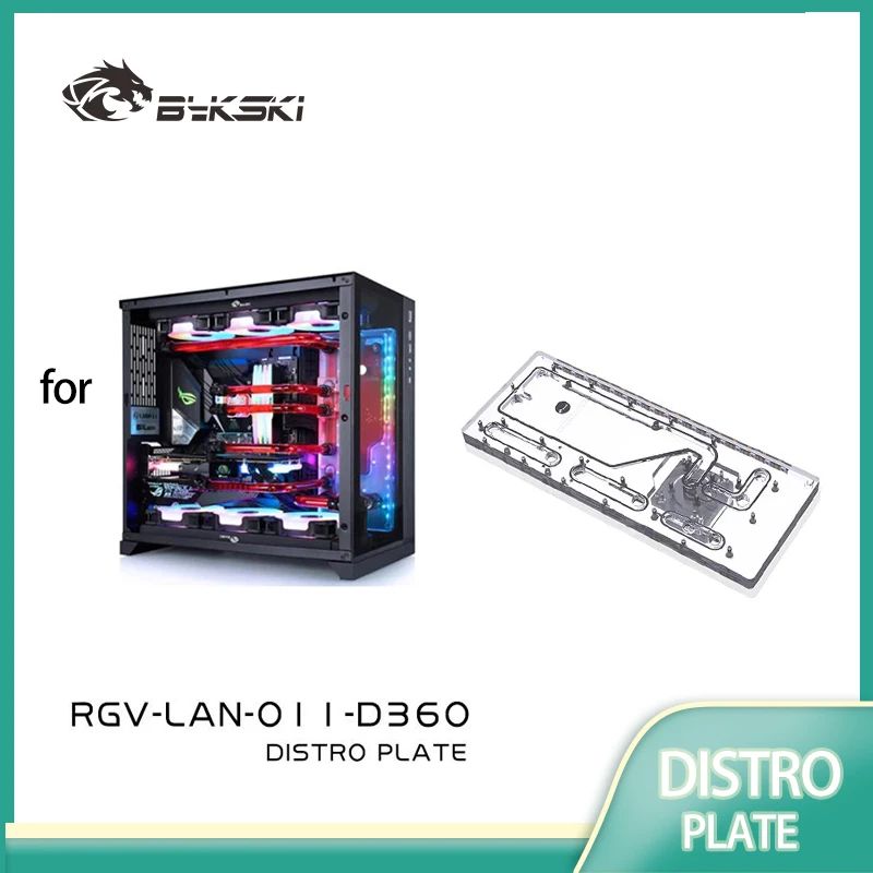 Placa de Distribución Acrílica Bykski RGV-LAN-O11-D360 para Caja LIAN LI O11 Dynamic / Compatible con Radiador Dual de 360MM / Bomba DDC Combinada