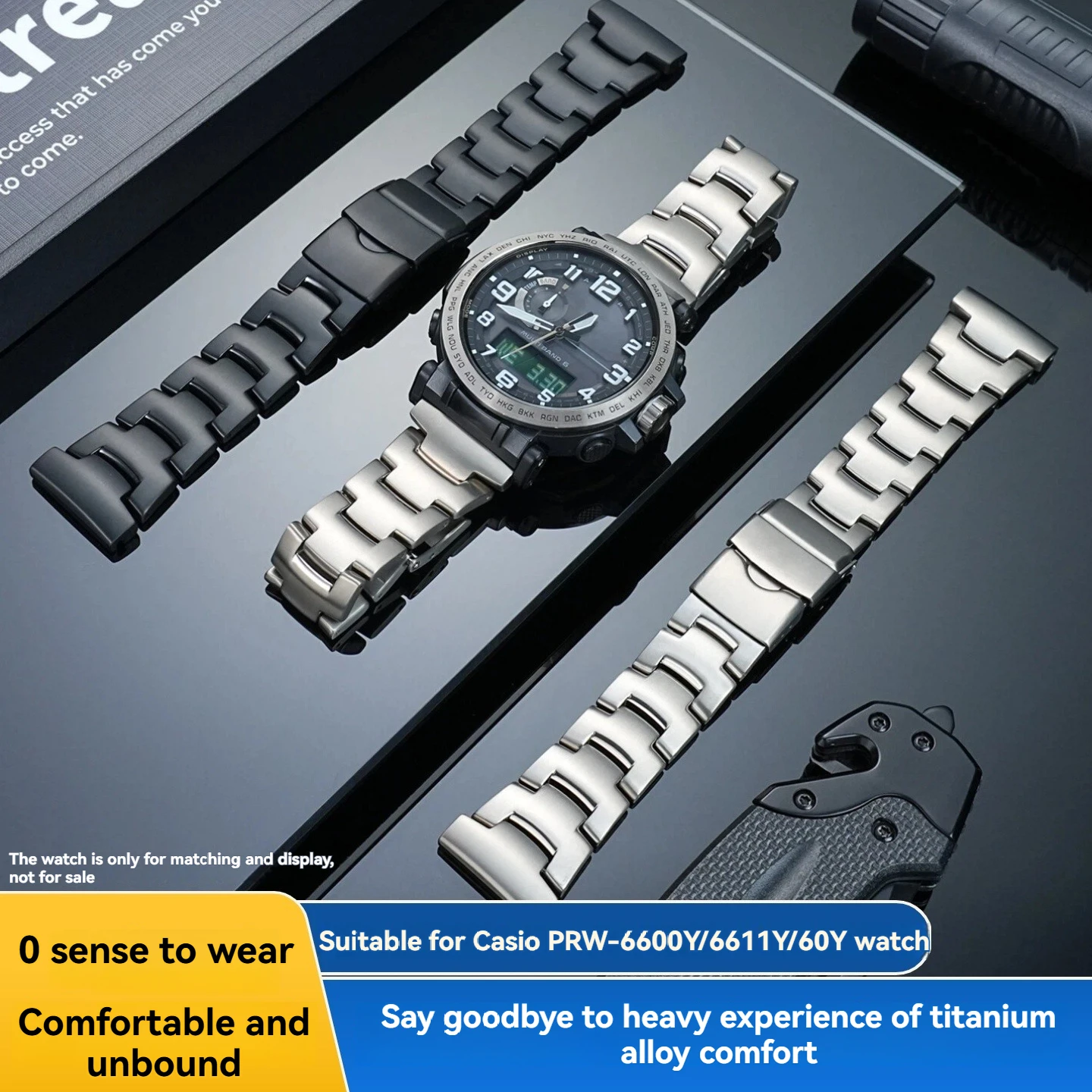 حزام بديل من سبائك التيتانيوم لـ Casio PROTREK PRW-6600/PRG-600Y/650/PRW-60/50/70/30 - 23 مم 24 مم (خفيف الوزن ومتين)