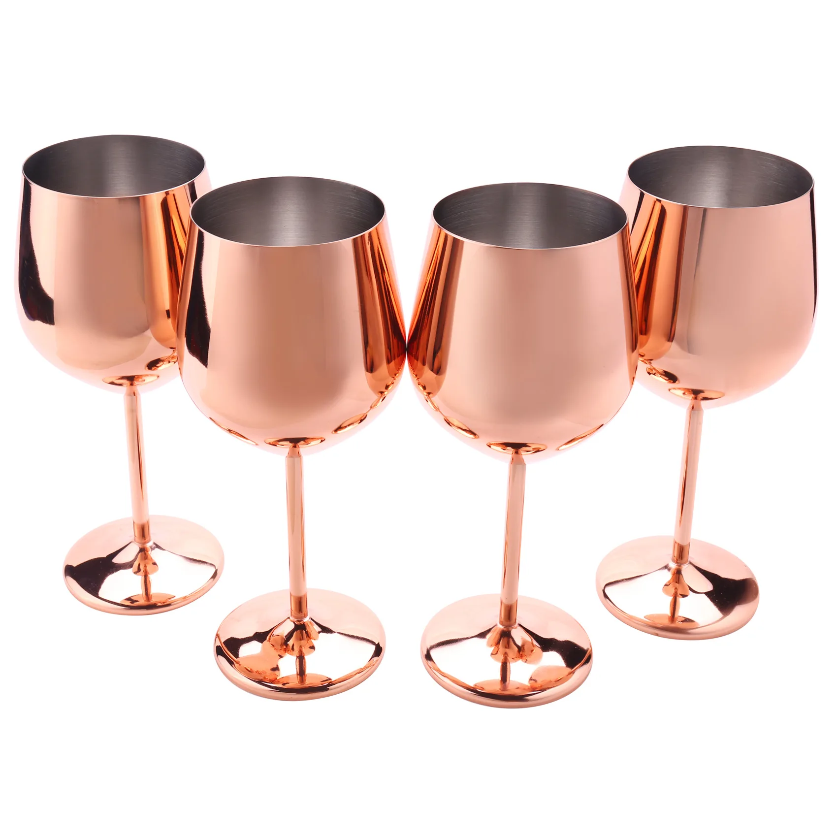 

Wine Glass Set of 4 Stainless Steel Wine Glasses, Cups, Home Kitchen Hotel Restaurant Quality, 500Ml / 17 Ounces