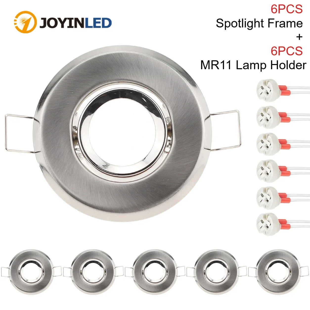 JOYINLED 6PCS MR11 Spotlight Lamp Frame 45mm Cutout Recessed Downlight Holder Round Ceiling Trim for MR11 Bulbs Indoor Lighting
