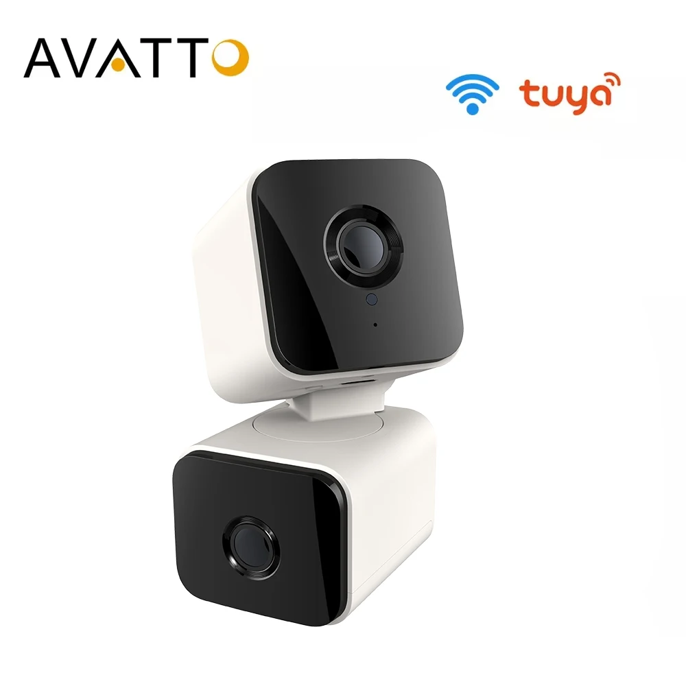 Avatto-Tuya WiFi Câmera Inteligente Interior, Lente Dupla, Detecção Humana, Rastreamento Automático, Câmera de Vigilância, Suporte Alexa, Google Home, Alice